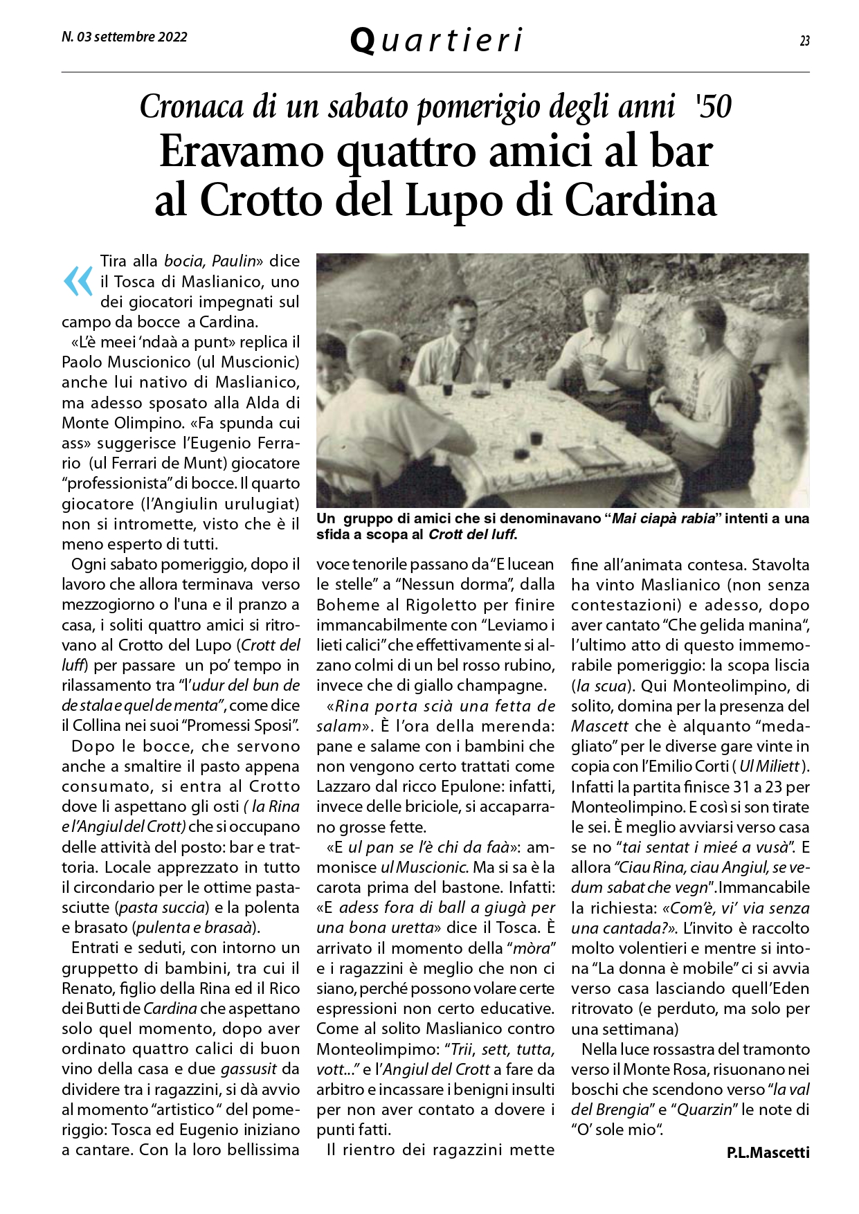 Eravamo quattro amici al bar al Crotto del Lupo di Cardina